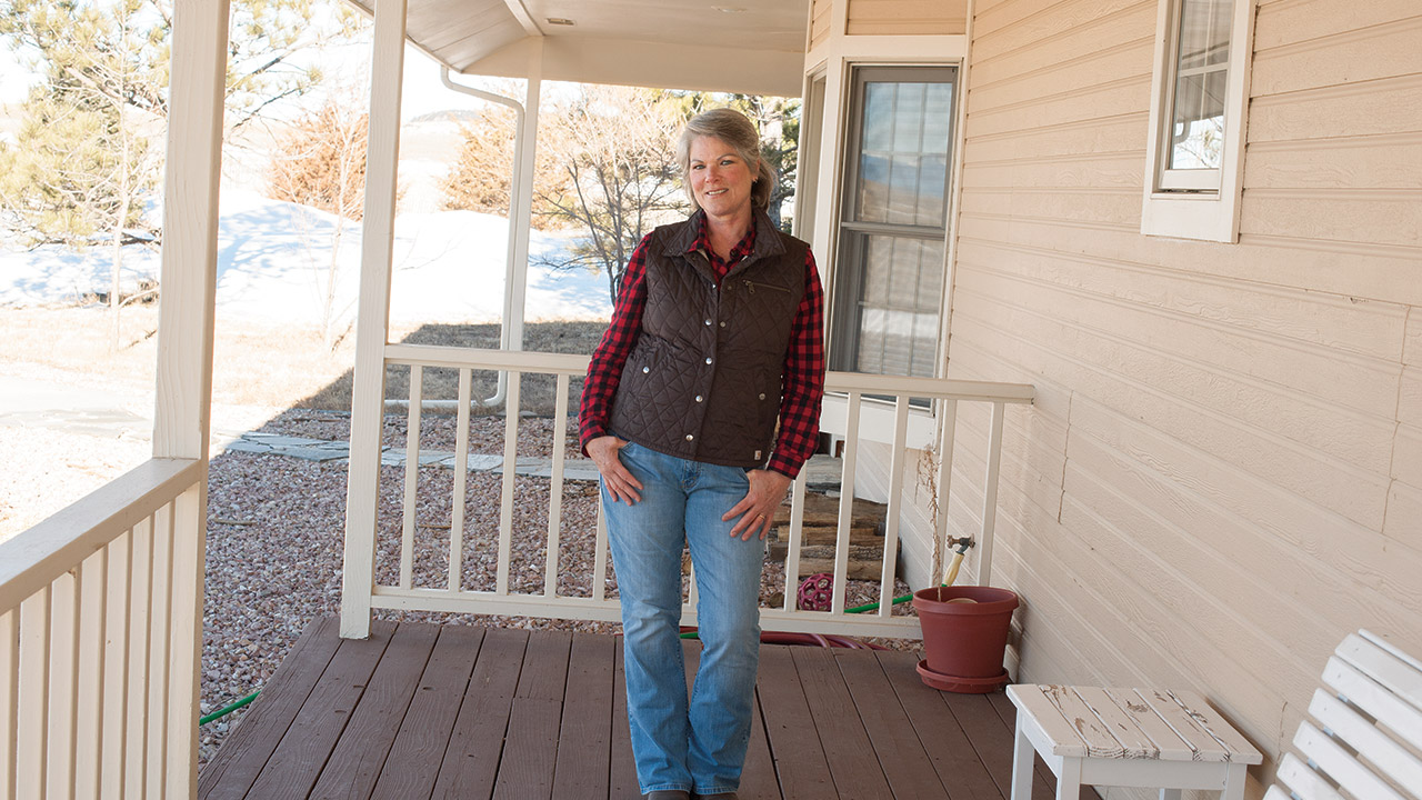 Donor at home in front yard